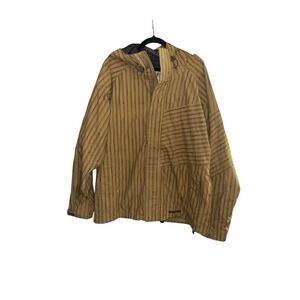 Burton The White Collection Ins. Snowboard Jacket Mens Large Tan Stripe Hooded